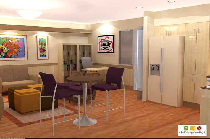 Featured image showing the Ronald McDonald House, Family Room designed by Wikoff Design Studio WDS.